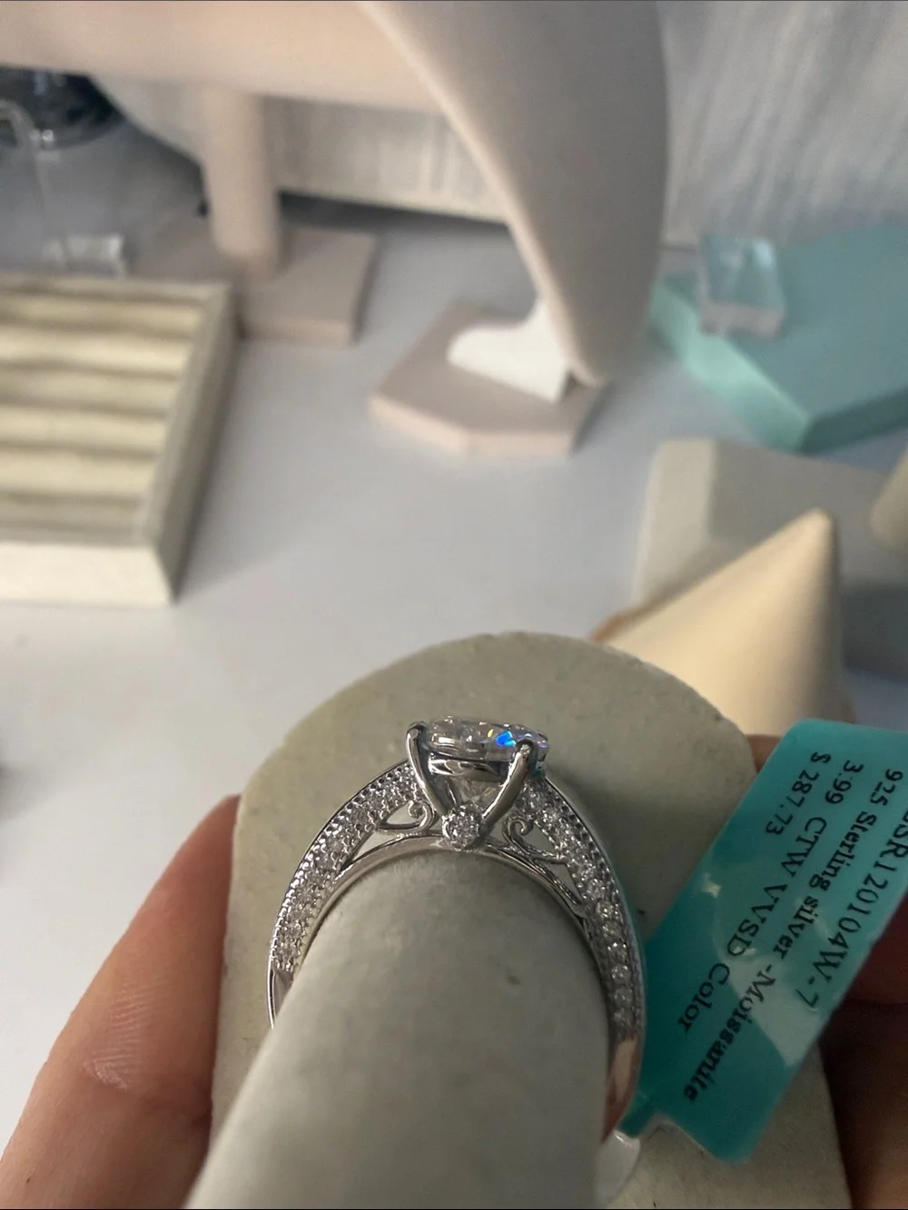 3.99 CTW Sterling Silver Round-Cut Moissanite Ring MSRP $287